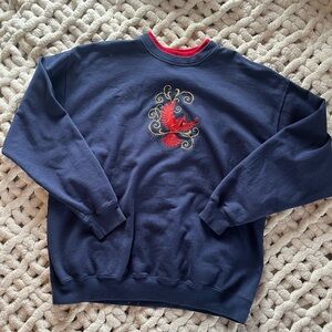 Navy Blue Embroidered women’s crewneck Sweater